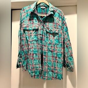 White Birch Green and Pink Plaid Shirt